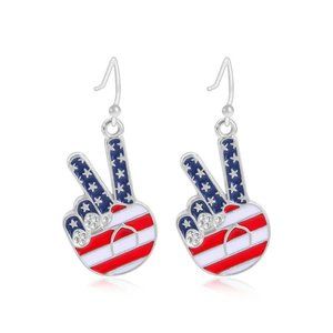 Patriotic American Flag Peace Sign Earrings